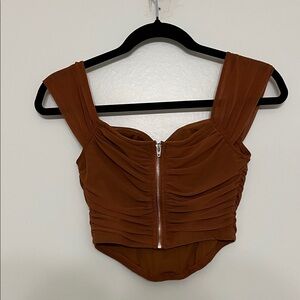 SHEIN Brown Ruched Crop Top